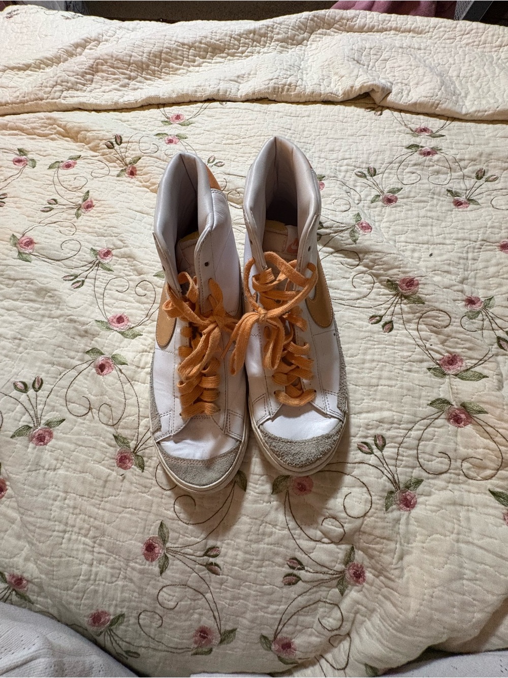 Nike Blazers 77 White High-Top Sneakers with Orange Accents